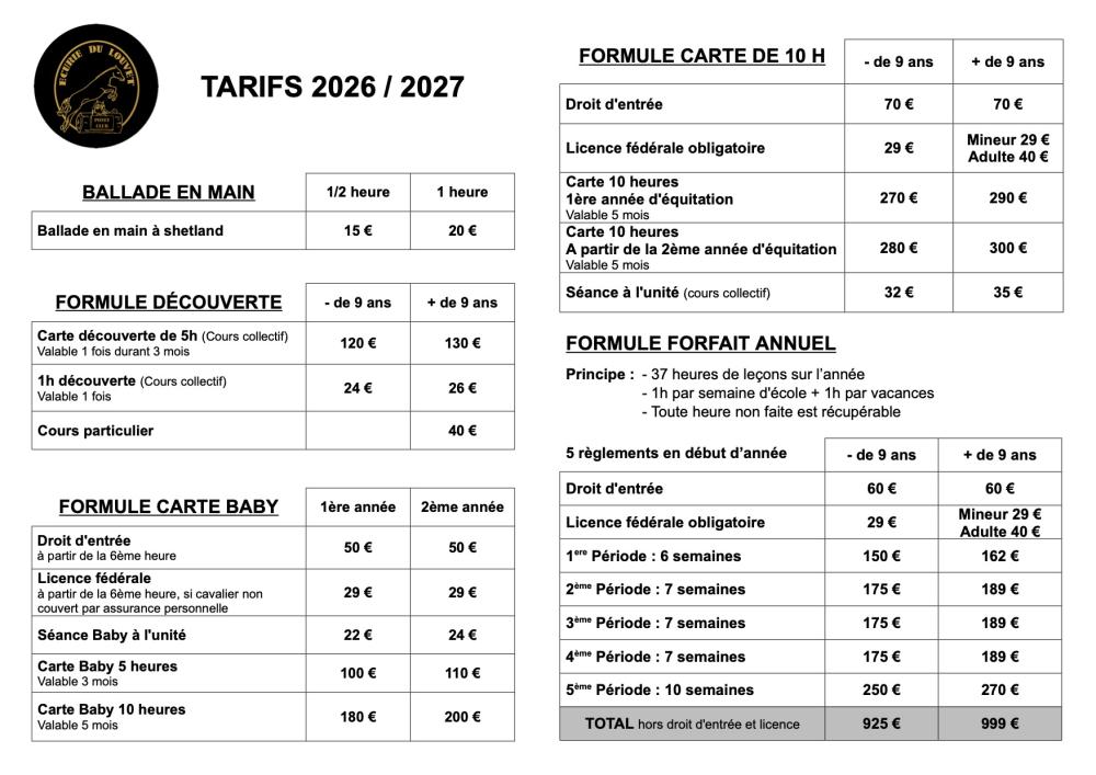TARIF SITE